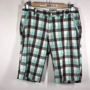 Horny Toad green and brown plaid shorts size 6